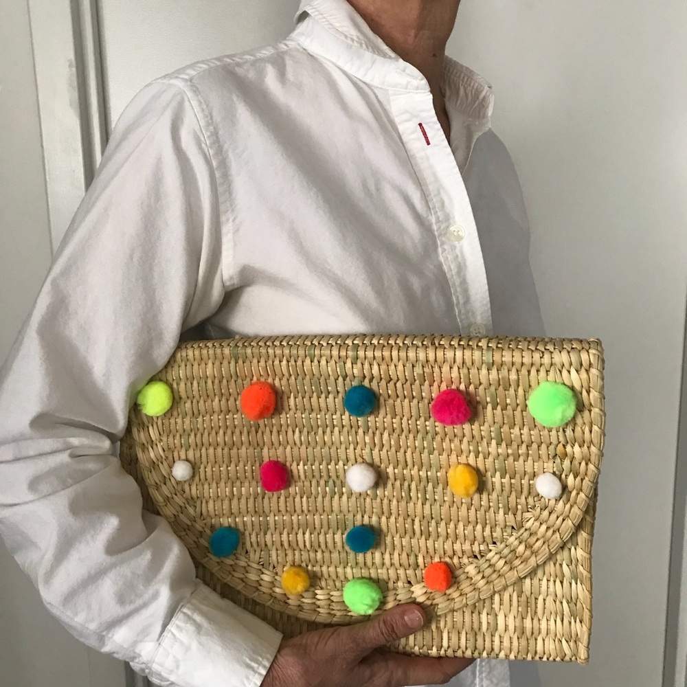 Colorful Pompom clutch summer bag